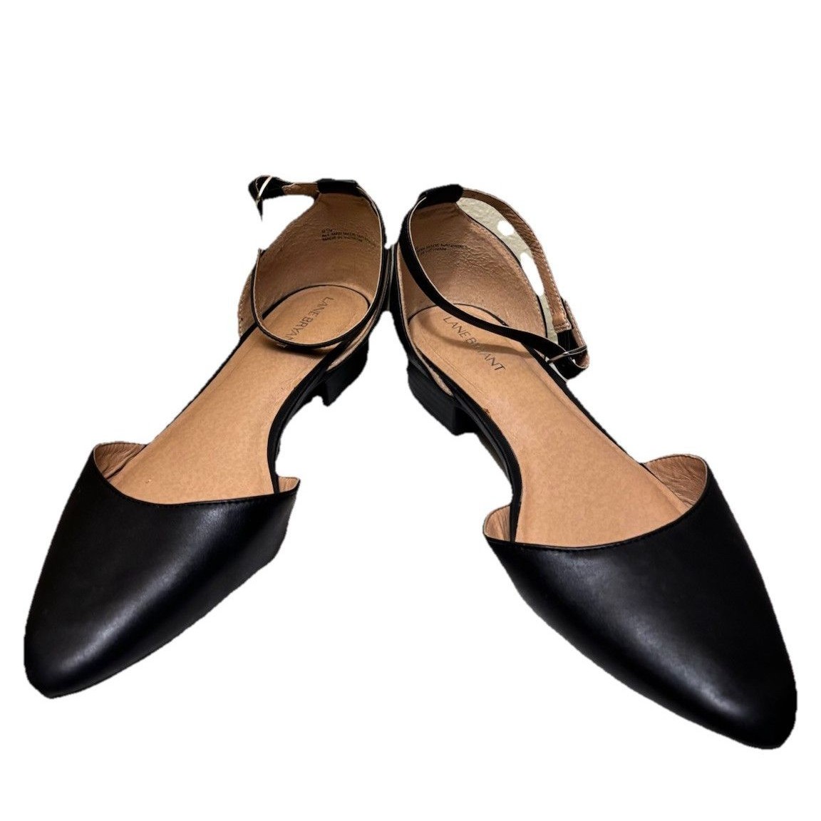 Lane Bryant Women’s Black Leather Pointed Toe D’orsay Ankle Strap Buckle 9w